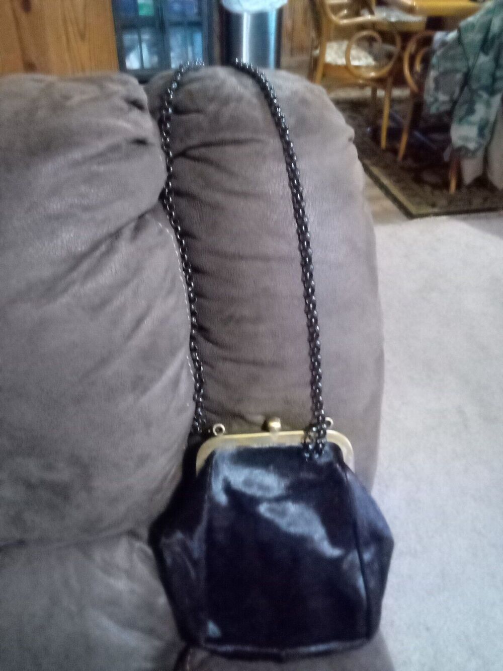 The J Peterman Co. Black Leather Handbag With Cow Hair